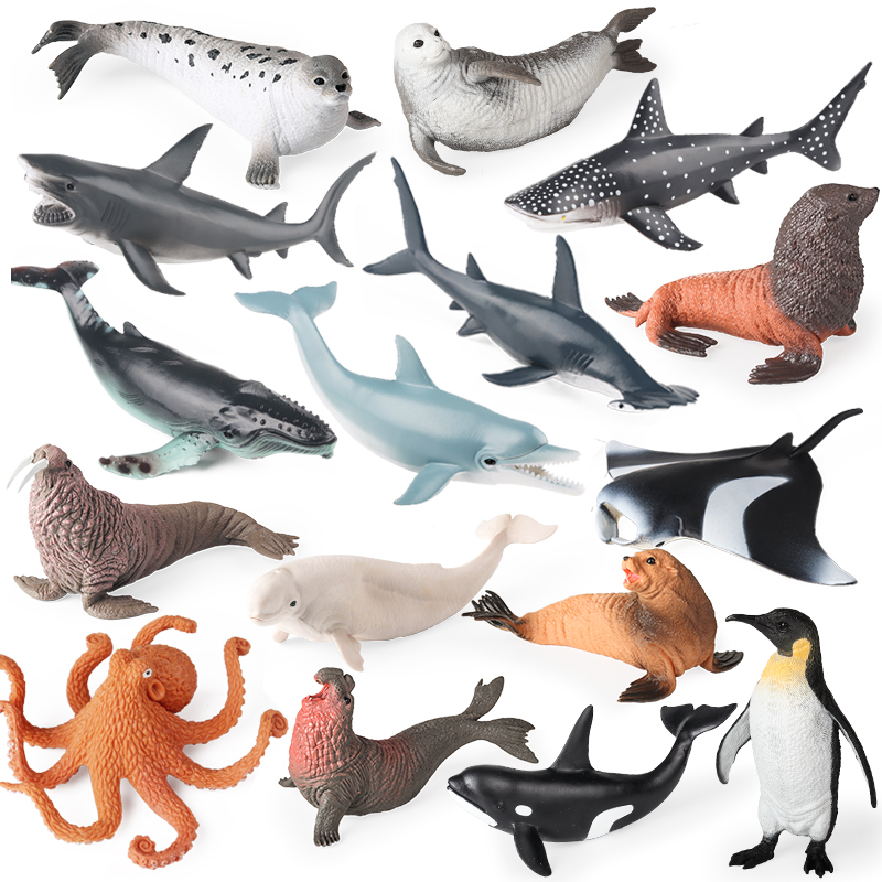 Aquarium Blue Marine - Oenux 新しい海洋生物シールアシカシロナガスクジラサメメガロドンイルカ水族館海洋海洋動物モデル子供のおもちゃギフト