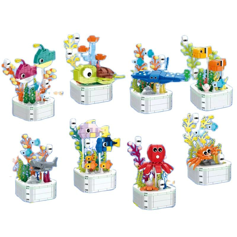 子供のための動物のビルディングブロック,鳥の形をしたおもちゃ - Marine Zoo のレビューと価格