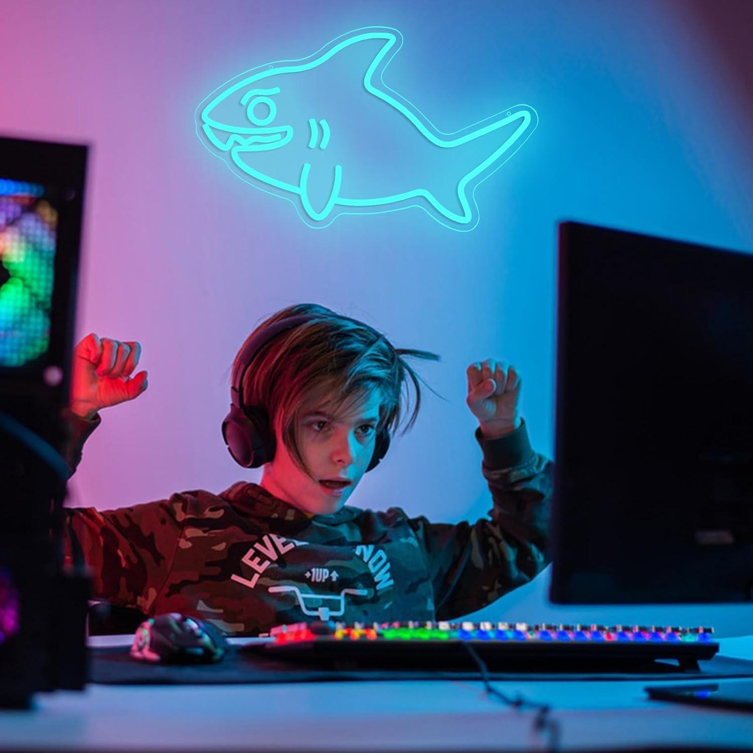 サメのネオンサインUSB調光LEDライト、子供部屋、寝室、男 - Marine Zoo のレビューと価格