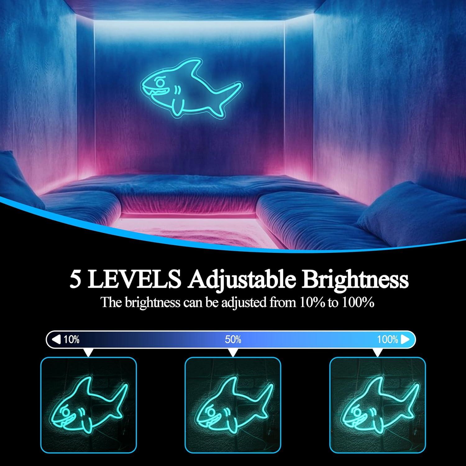 サメのネオンサインUSB調光LEDライト、子供部屋、寝室、男 - Marine Zoo のレビューと価格