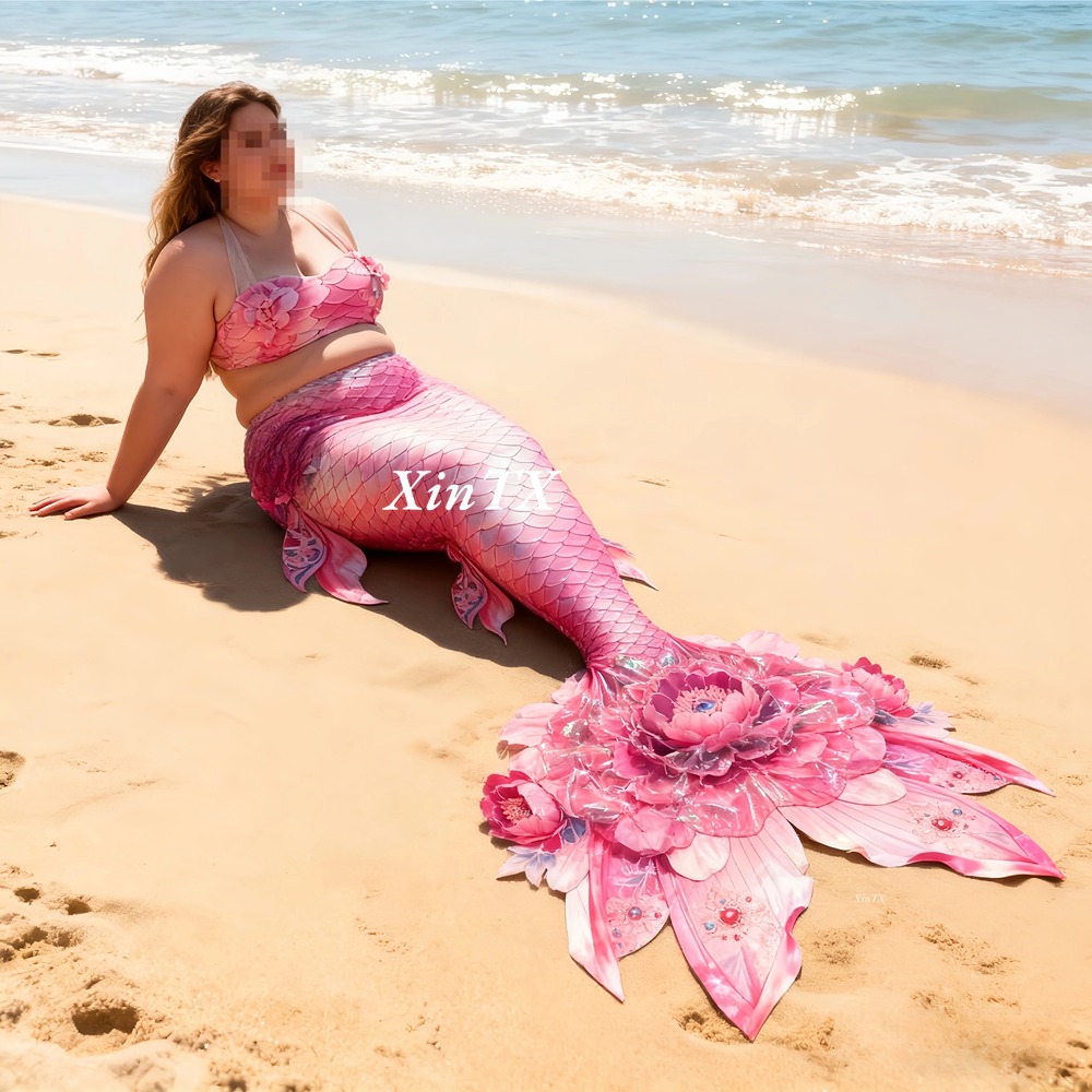 マーメイドテール牡丹の花プラスサイズ女性用テール水着、水槽で - Aquarium & Marine Museum のレビューと価格