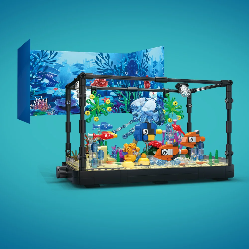 ライト付き水槽ビルディングブロックセット、水槽、海洋カメ、1 - Aquarium Marine のレビューと価格