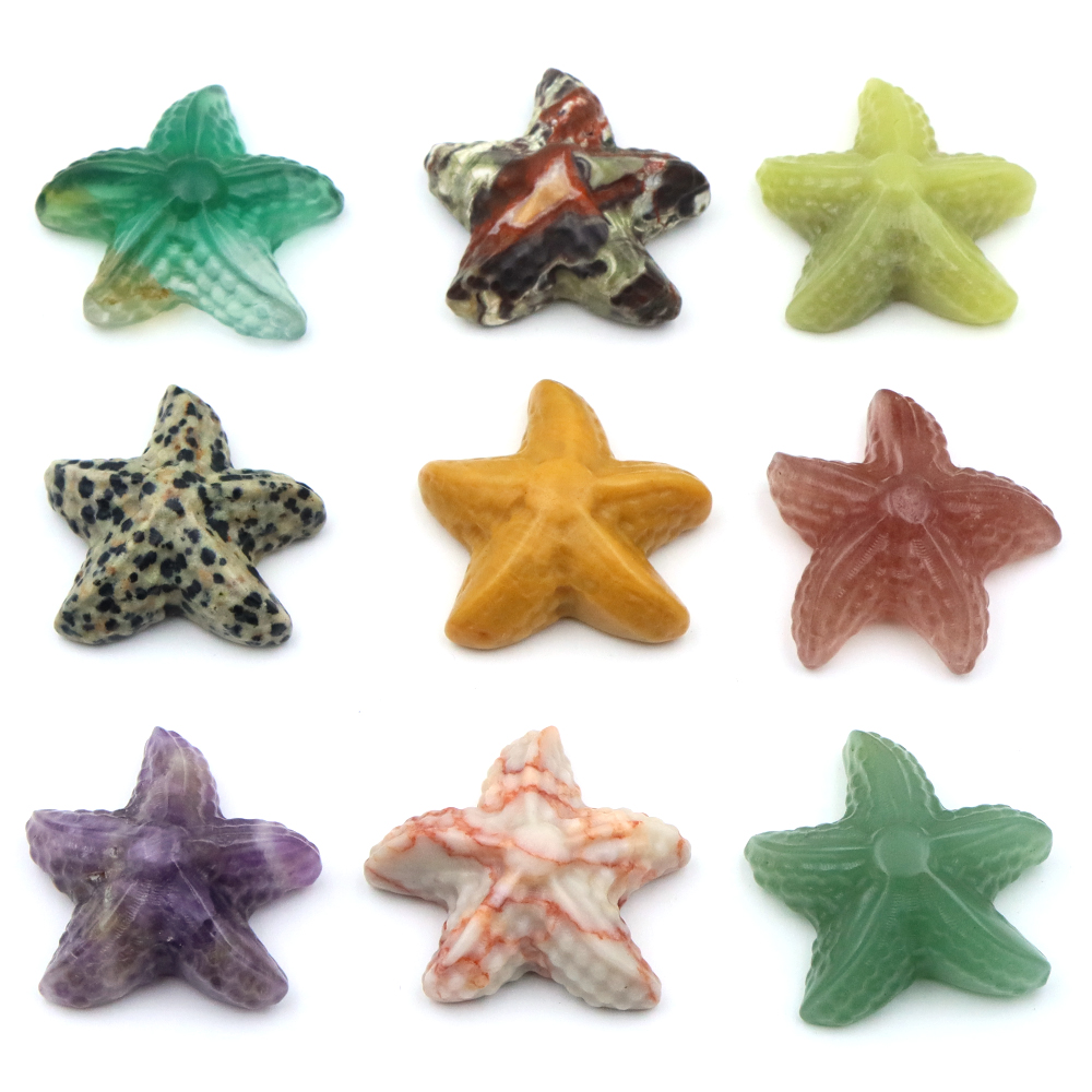 35 ミリメートルヒトデの形の像海洋動物天然石ヒーリングクリ - Aquarium Marine のレビューと価格